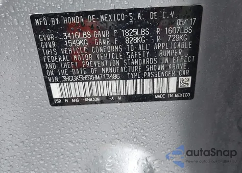 2017 Honda Fit Lx z USA, uszkodzony, nr VIN 3HGGK5H5XHM713486